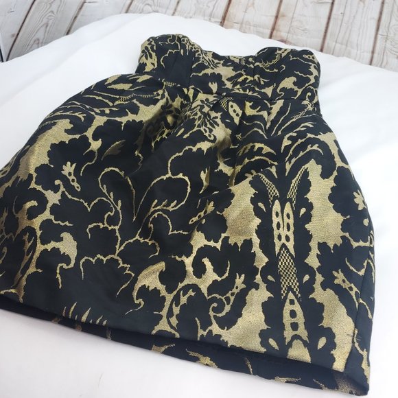 H&M Womens Gold Black Semi Sweetheart Neck Strapless Fully Lined Tube Dress Sz 8 - Picture 2 of 14